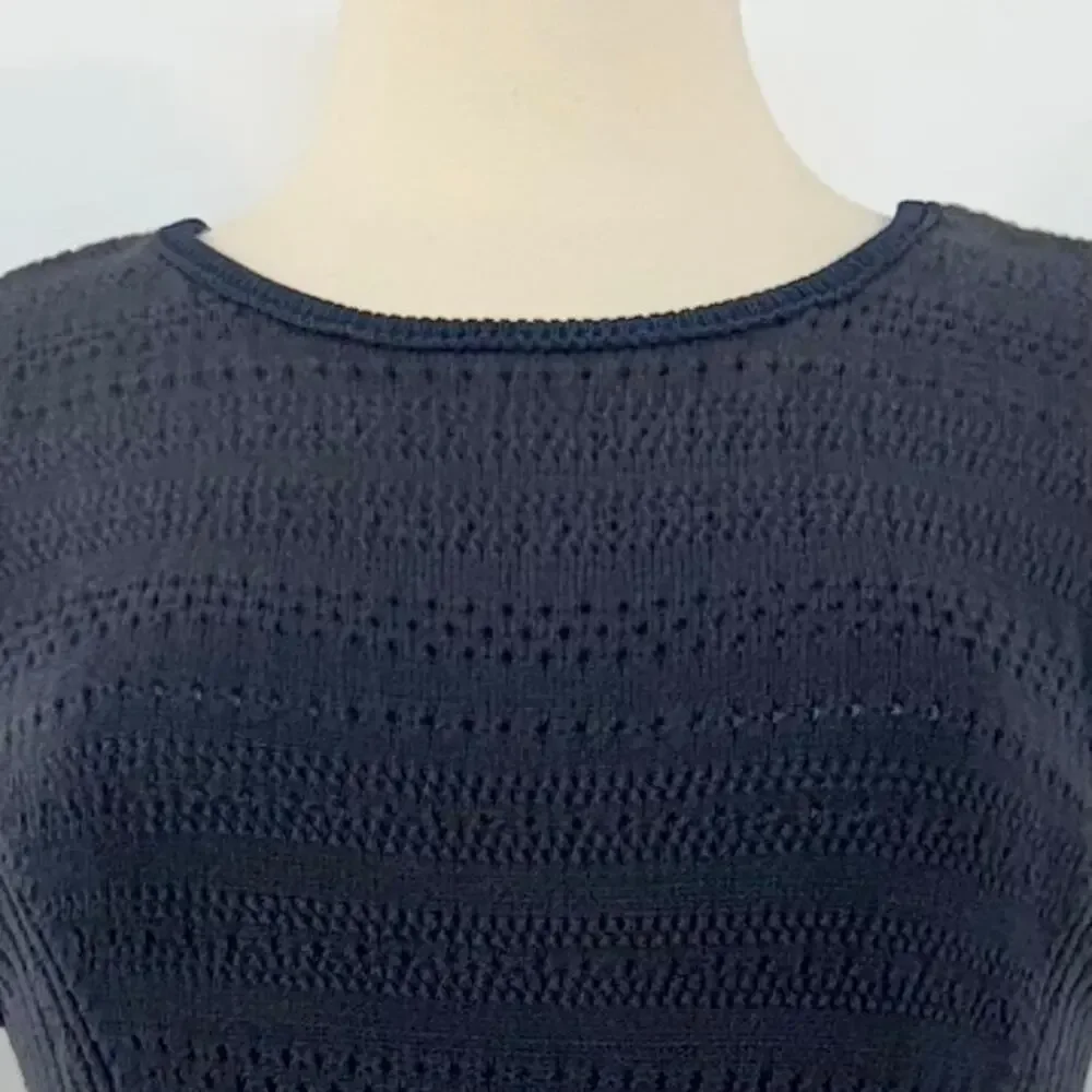 Tory Burch Midnight Navy Sleeveless Ribbed Midi Dress